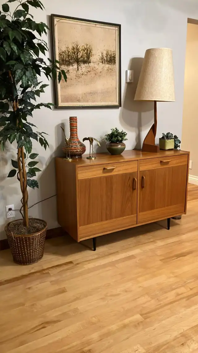 Mid century. TEAK TECK. Buffet, bahut disques vinyles, bar, comm