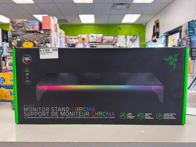 Razer Monitor Stand Chroma, 4 Port Hub, USB-A, USB-C, HDMI - NEW