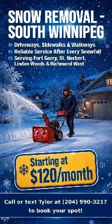 Snow Removal – South Winnipeg | Snowblower Service | $120/month