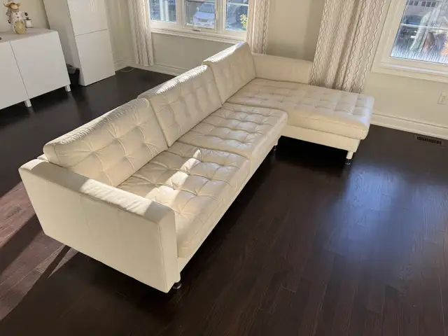 Cream L-Shaped Sectional Sofa