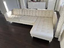 Cream L-Shaped Sectional Sofa - Photo 2