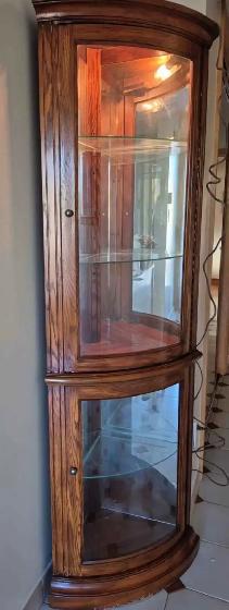Free delivery used Wooden Corner Curio Cabinet - Photo 8