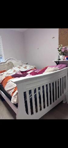 Girl's double bed frame solid wood