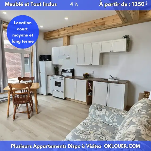 3 1/2 MEUBLÉ TOUT INCLUS DISPONIBLE DÈS MAINTENANT