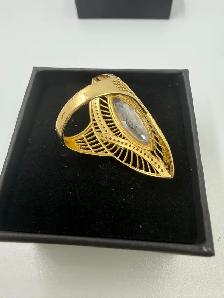 Women's 14K Gold Ring w Large Cubic Zirconia~Size 7.5 - Photo 3