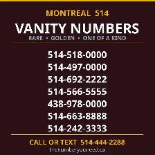 Montreal 514 rare easy golden vanity vip phone number for sale
