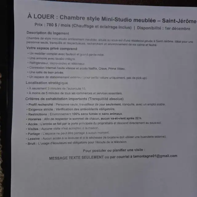 chambre à louer