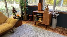 Mid century. TEAK TECK. Buffet, table console, bahut disques vin