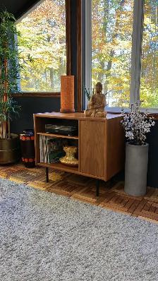 Mid century. TEAK TECK. Buffet, table console, bahut disques vin - Photo 2