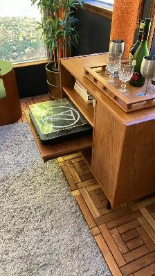 Mid century. TEAK TECK. Buffet, table console, bahut disques vin - Photo 9