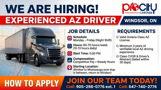 AZ Driver Needed in Windsor