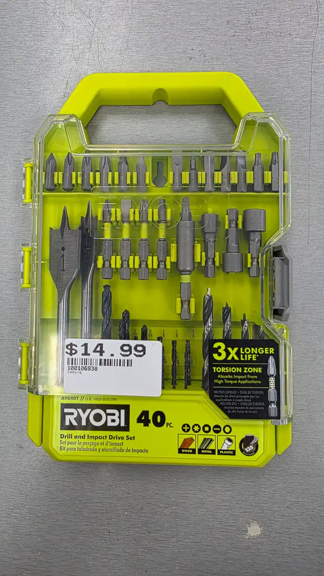 RYOBI 40pc. Drill and Impact Drive Set A98401 - BRAND NEW