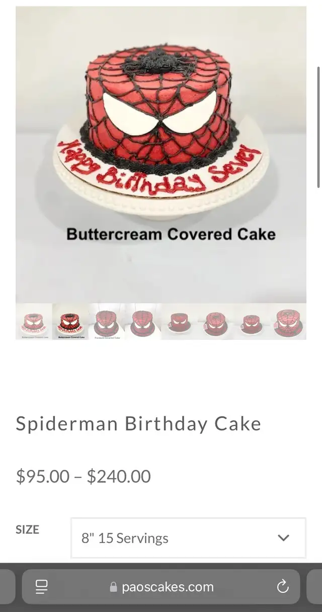 Spiderman Cake from $95  15 servings