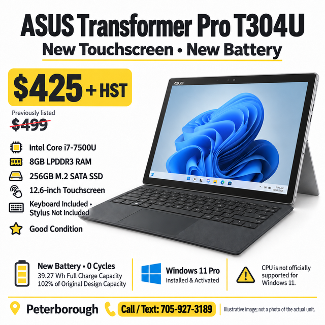 ASUS Transformer Pro T304U | i7 / 8GB / 256GB | New Touchscreen