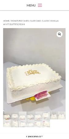 Slab cake 25-30 servings classic vanilla cake