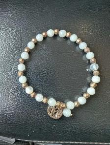 Beaded Stretch Bracelet with Tree Charm