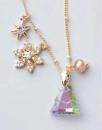 Plaid and Pearly Festive Bow Necklace and Earring Set - Photo 5