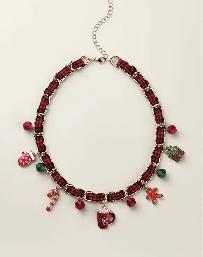 Plaid and Pearly Festive Bow Necklace and Earring Set - Photo 6