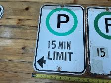 Two Vintage Metal 15 Minute Limit Parking Signs ! - Photo 2