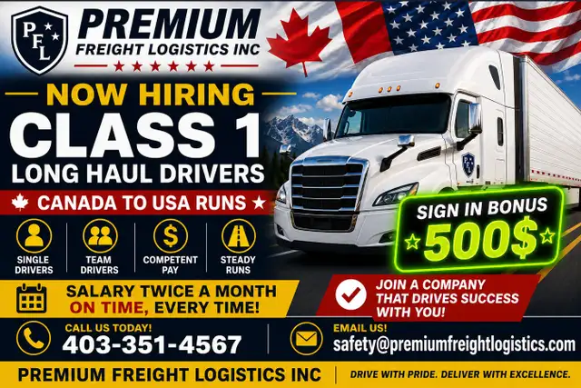 Class 1 Long Haul Drivers for Canada & USA
