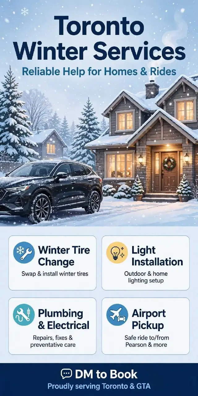 Toronto Winter Services: Tire, Lights, Plumbing, Airport Rides