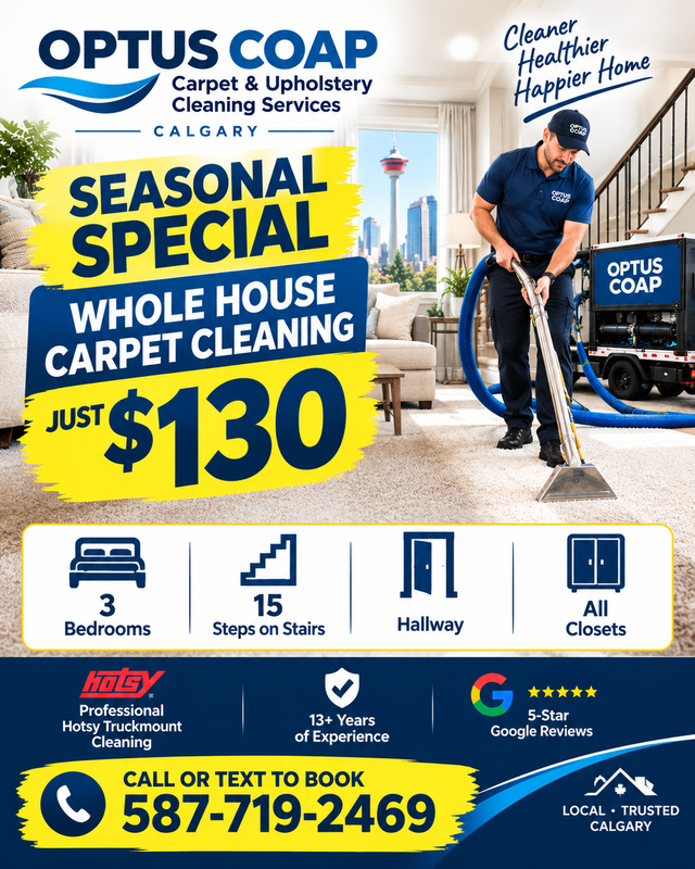 OKz.ca Special $130 Whole house truckmount carpet cleaning deal