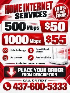 Cheap Fibre Internet | 500 Mbps $50| 1000 Mbps $55