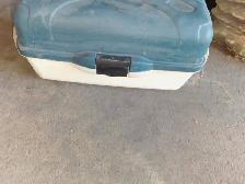 Medium size fishing box with assorted lures, fishing gear