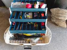 Medium size fishing box with assorted lures, fishing gear - Photo 2