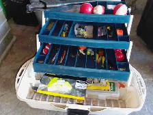 Medium size fishing box with assorted lures, fishing gear - Photo 3