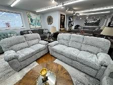 New Stationary Sofa Set In Fabric Upholstery Grey Huge Sale