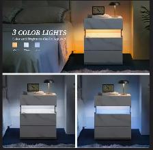 3 Drawer Marble White LED Night Stand - Photo 5