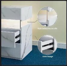 3 Drawer Marble White LED Night Stand - Photo 6