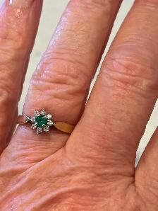 Emerald & Diamond 14k yellow gold Ring