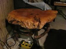 Red wood table