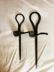2 Antique miner’s candlesticks