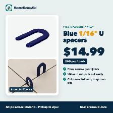Tile Spacers 1/16' U-Shape - 250 pcs $14.99 - Blue