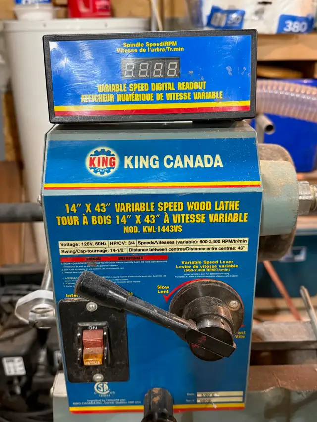 14' x 43' King variable speed Wood Lathe