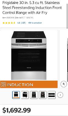 Frigidaire 30''.5.3cu.ft.Freestanding induction Range