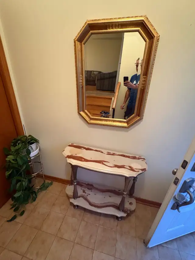 Free delivery used Vintage Marble Console Table with Mirror