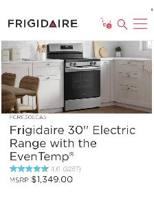 Frigidaire 30 electric range with the even Temp