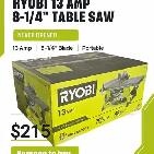 Brand New Ryobi 13 Amp 8-1/4' Table Saw – Never Opened, In Box