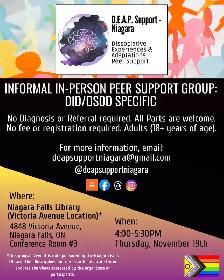 Upcoming In-Person Peer Support Group for DID/OSDD/Plurality