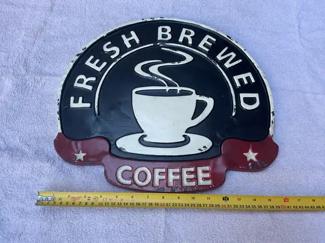Fresh Brewed Metal Coffee Wall Sign !