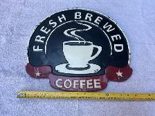 Fresh Brewed Metal Coffee Wall Sign !