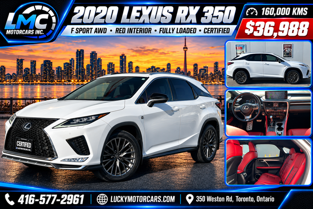 2020 Lexus RX 350 F SPORT AWD-RED INTERIOR-FULLY LOADED-CERTIFIE