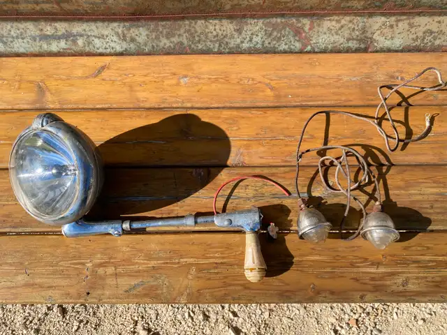 Vintage Unity automotive spotlight and 2 1930’s running lights