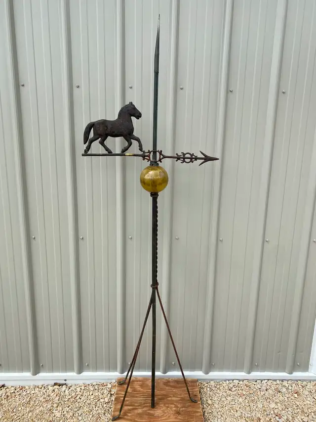 Antique lightning rod , with horse weathervane(metal early piece