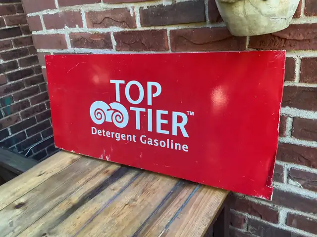 Vintage "TOP TIER DETERGENT GASOLINE" Tin Sign !