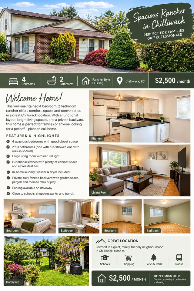 Spacious 4 bed 2 bath